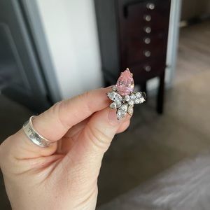 Stunning CZ Pink Flower Ring